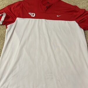 Nike Men's Red and White Polo Shirt